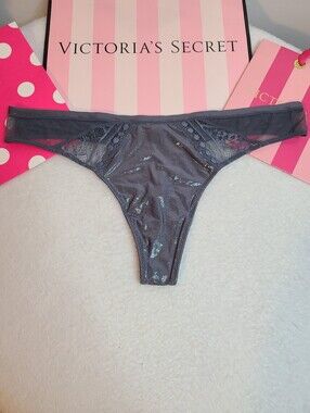 Retired BBV Victoria's Secret Shimmery Wet Look Satin Nylon Thong Panty Size M